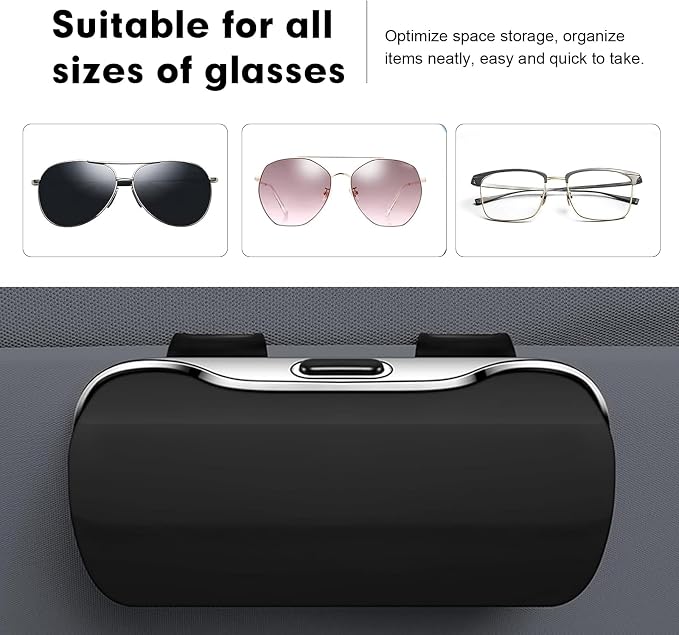 Car Visor Sunglass Holder, Multifunctional Sunglass Holder for Car with Clips, Universal Sun Visor Storage Accessories, for Most Car, SUVs, Trucks (Black) - Image 6