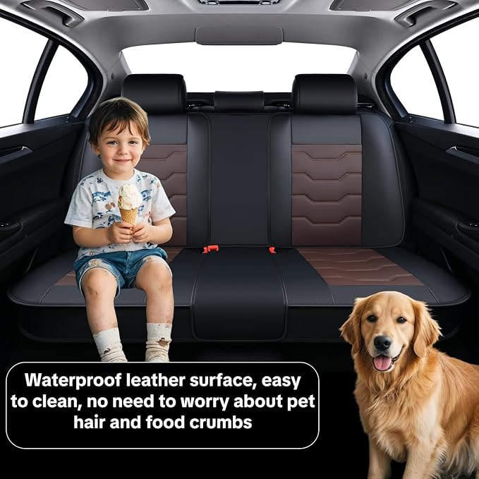 Car Seat Cover Full Set Kit, Universal Car Seat Cover for Cars, Waterproof Leather, Protect & Upgrade Car Interior, Airbag Compatible, Easy to Install & Clean, for SUV, Pickup Truck, Sedan - Image 6