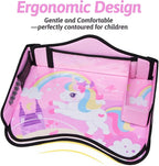Kids Travel Tray for Car, Girl's Safety Seat Table | Weight-Relief Strap, Non-Skid Silicone Base, Waterproof Dining/Craft Mat, Carseat/Airplane Lap Desk - Image 3