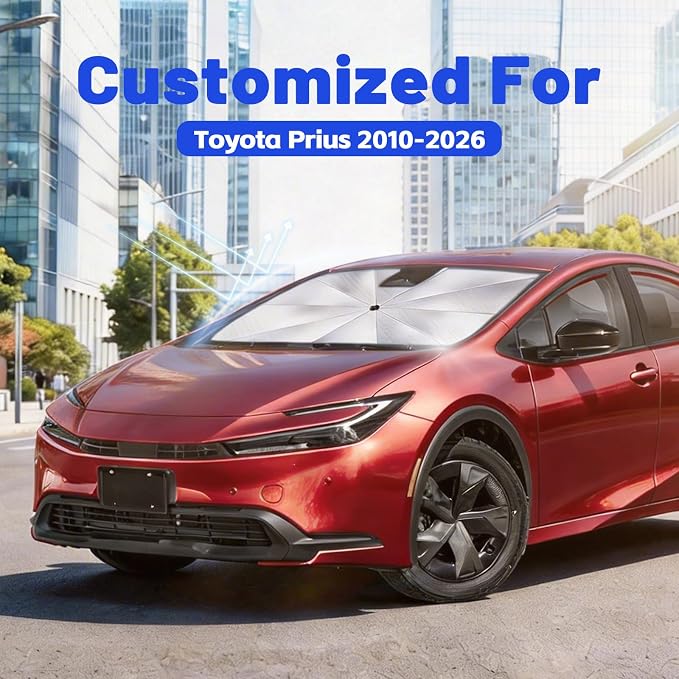 Car Windshield Sun Shade Umbrella for Toyota Prius 2010-2026 Sunshade | [Reflective Coated Fabric] Car Shades Sun Visor Keep Car Cool and Protects Interior, 1:1 Exact Fit - Image 2