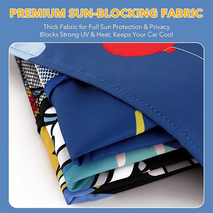 LEIWOOR 2-Pack Magnetic 2 Layers UV Protection Car Window Shades for Baby | Privacy full/half shade car back side window shades with net pocket, breathable heat block curtain for truck van sedan SUV - Image 8