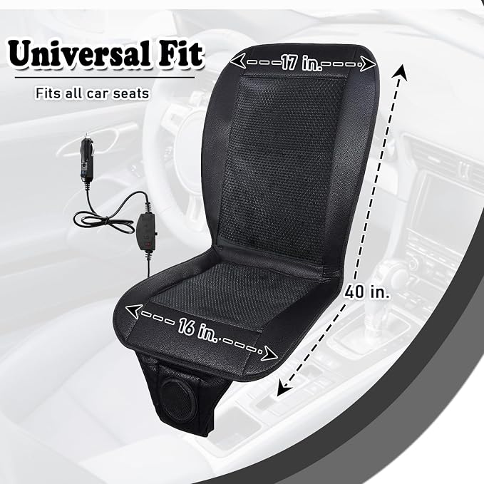 ZONETECH Cooling Car Seat Cushion - Black Automotive Adjustable Temperature Comfortable Cooling Car Seat Cover (1 Pack) - Image 4