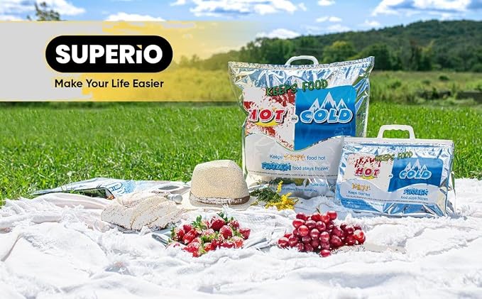 Superio Hot and Cold Insulated Bags for Food Delivery, Grocery Shopping Bags, Food Storage for Hot and Frozen Food for Travel, Disposable Cooler Bag, Reinforced Thermal Lunch Bag (24, 16"x19.25") - Image 5