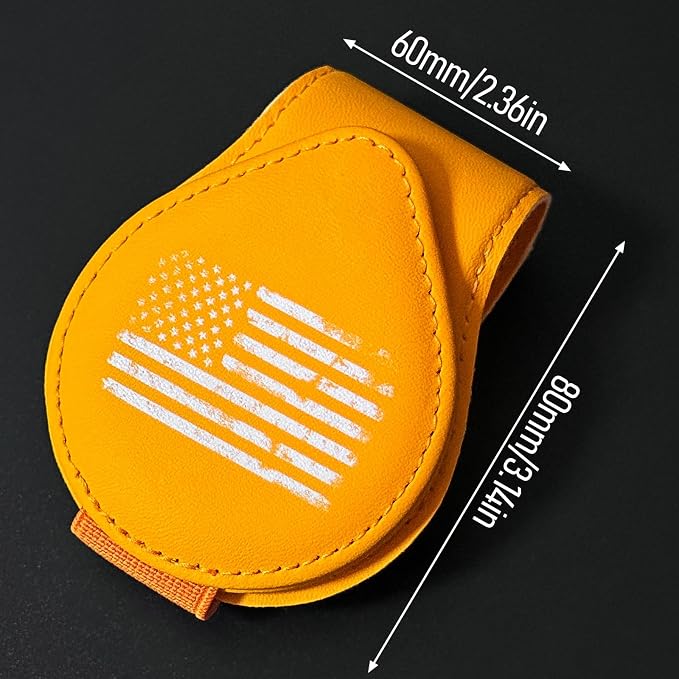 American Flag - Car Sunglass Holder, Magnetic Leather Eyeglass Hanger Mount Clip Holder for Car Visor Accessories (Yellow) | Magnetic Leather - Image 3
