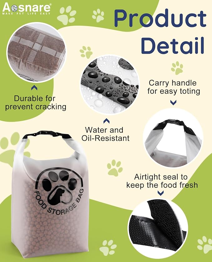 25 Cups Pet Food Storage Bag for Travel - Transparent Leak-Proof Dog Food Container with Roll-Top Closure, Keeps Kibble Fresh for Camping Trip, Dog Boarding, Weekend Getaways - Image 6