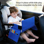Travel Tray for Kids, Carseat Table Tray for Road Trip Activities, Toddler Lap Desk Organizer for Airplane - Blue - Image 2