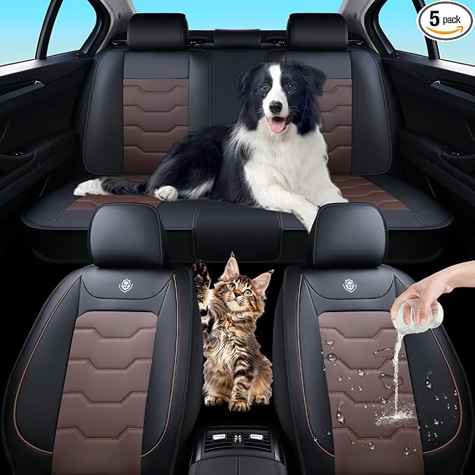 Car Seat Cover Full Set Kit, Universal Car Seat Cover for Cars, Waterproof Leather, Protect & Upgrade Car Interior, Airbag Compatible, Easy to Install & Clean, for SUV, Pickup Truck, Sedan by WertigenCarSeatCovers