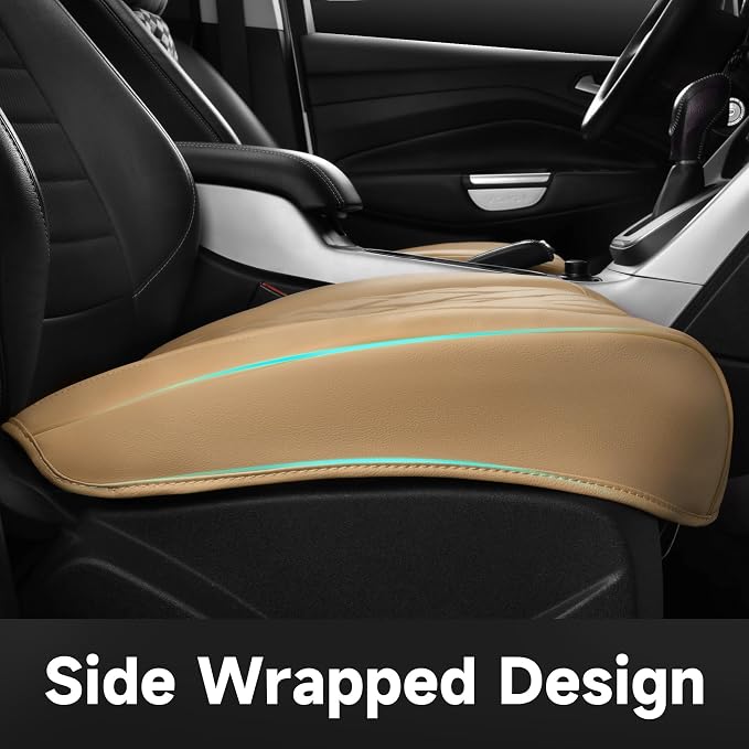CAR PASS 2 Pack Front Car Seat Covers, Bottom Seat Covers Full Wrapped with Storage Pocket, Anti Slip Car Seat Protectors, Waterproof Seat Cushion Pad Universal Fit Sedan SUV Truck, Dark Beige - Image 4