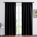 RYB HOME 2 Panels Blackout Doorway Curtains | Thermal Insulated, Privacy, Rod Pocket, Easy Installation, Drapes for Living Room Bedroom Dining Room, W34 x L80, Black by RYBHOME
