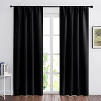 RYB HOME 2 Panels Blackout Doorway Curtains | Thermal Insulated, Privacy, Rod Pocket, Easy Installation, Drapes for Living Room Bedroom Dining Room, W34 x L80, Black by RYBHOME