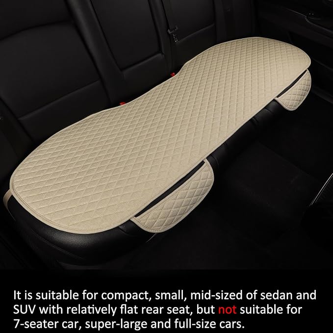 West Llama Linen Car Seat Covers,Bottom Seat Covers for Cars Include 1 Pair Front Driver Seat Pad Mat and 1 Rear Bench Cover for SUVs,Cars,Sedans(3Piece-Beige) - Image 6