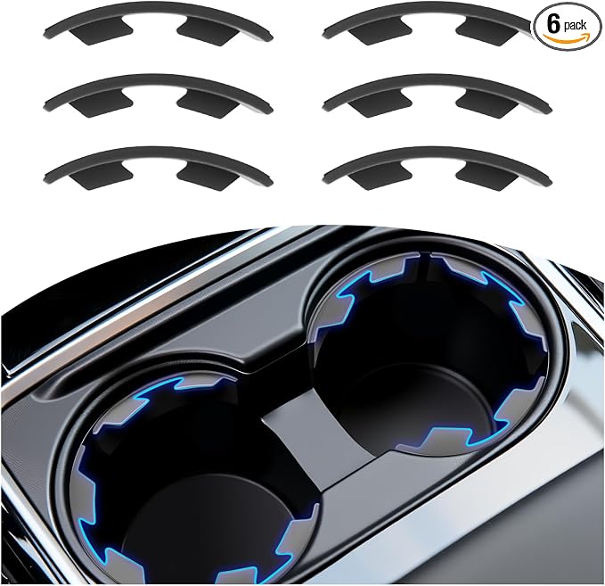 6PCS Upgraded Silicone Car Cup Holder Insert with Arc Leaf Design,Soft Cupholder Insert for Car to Reduce Cup Sliding & Shaking,Large Adhesive Backing Cups Holder Inserts for Cars by Unknown