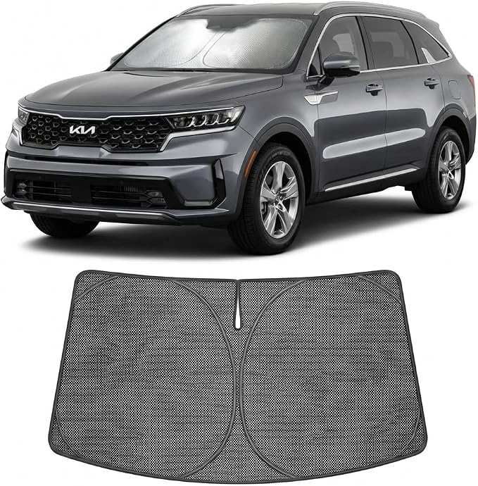 Proadsy Custom Fit 2021-2026 Kia Sorento Windshield Sun Shade, Blocks Heat | Ice Crystal Micro-Refraction Blocks 99% UV, Drops Cabin Temp 54°F. Foldable Full Coverage for Summer Parking/Camping Privacy by Proadsy