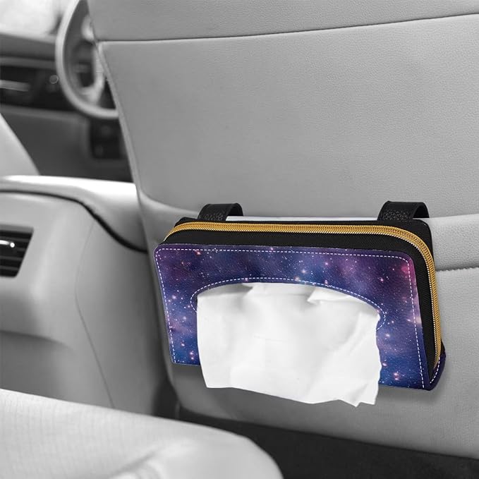 Biyejit Car Tissue Holder, Galaxy Stars Premium Sun Visor Napkin Case, Hanging Car Accessories Used to Organize Paper Towels and Storage Small Items - Image 4