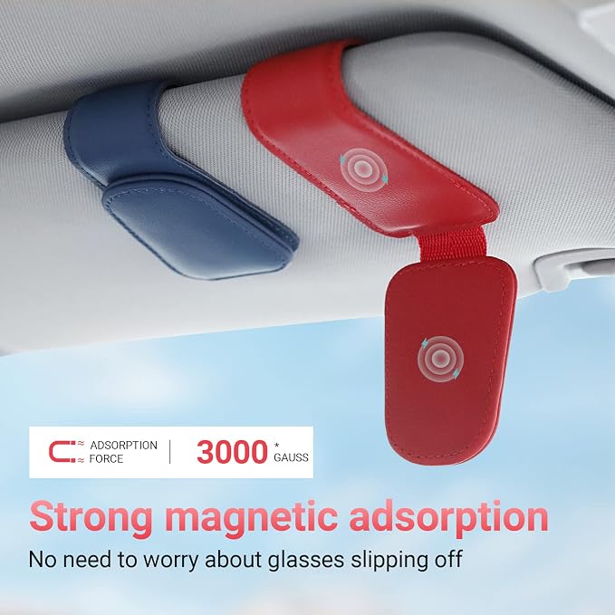 Sunglass Holder for Car Sun Visor Sunglasses Clip Car accessories -2 Packs | sun visor organizer, ticket card clip, eyeglass sunglasses holder, one-handed magnetic, anti-scratch, car stuff for women men - Image 5