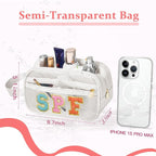 COSHAYSOO Clear Sunscreen Bag SPF Beach Vacation Essentials Waterproof Summer Pool Must Have Accessories for Women Teen Girls, Family Beach Day Organizer Toiletry Pouch Travel Gifts Preppy Letter - Image 2