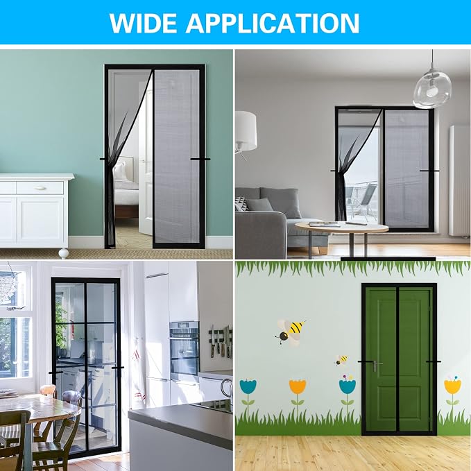 Fillis Magnetic Mosquito Net for Door, 120 x 220 cm Fiberglass Mosquito Net for Balcony Door, No Drilling Magnetic Curtain for Balcony, Living Room, Bedroom, Patio Door, Black - Image 4