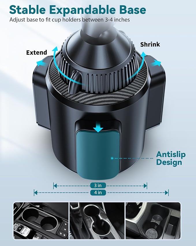 EXELIQ Cup Holder Phone Charger for Magsafe, Wireless Magnetic Car Mount | Heat Dissipation System, 15W Fast Charging Car Cup Phone Holder for iPhone 17 16 15 14 13 12 Pro Max Mini with PD 30W Adapter - Image 6