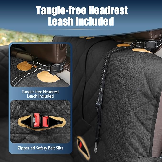 Dog Car Seat Cover for Back Seat, Hard Bottom Car Seat Cover with Door Protector for Full-Size Crewcab Trucks, Scratch-Resistant, Waterproof Back Seat Extender for Dogs - Image 5