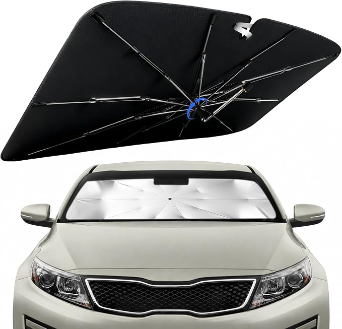 Windshield Sun Shade for Kia Optima 2013-2015 with 360° Rotating Shaft | Custom Fit Umbrella Sunshade for UV Blocking, Car Sun Visor Keeps Car Cool, Protects Interior & Easy Storage by Lonyaqui