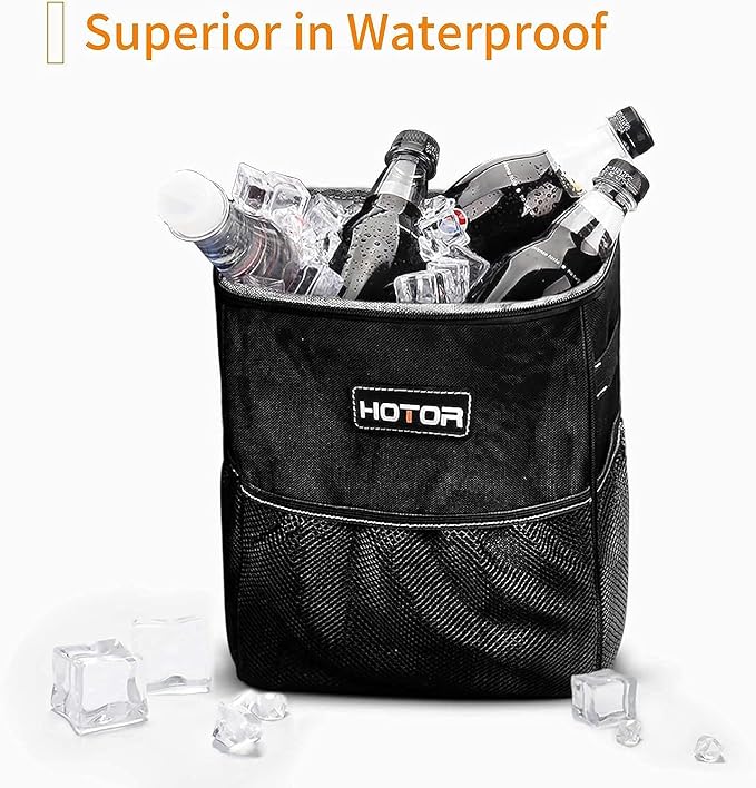HOTOR Car Trash Can, Compact Waterproof Organizer, Leak-Proof Bin, 2-Gallon | Black, Multifunctional Car Accessory with Adjustable Straps & Magnetic Snaps for Interior Car Storage - Image 7