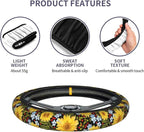 Steering Wheel Cover Sunflower Car Accessories + 2 Pieces Coasters | Universal 14-15 Inch Neoprene Auto Interior Decor Anti Slip Car Protector for Women Men - Image 4