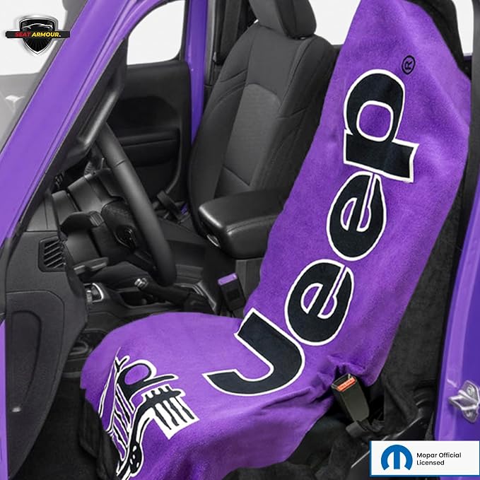Seat Armour Jeep Seat Towel - Universal Fit Soft Machine Washable Jeep Towel - Easy Install, Multipurpose Towel2Go Seat Cover for Jeep - Purple - Image 6