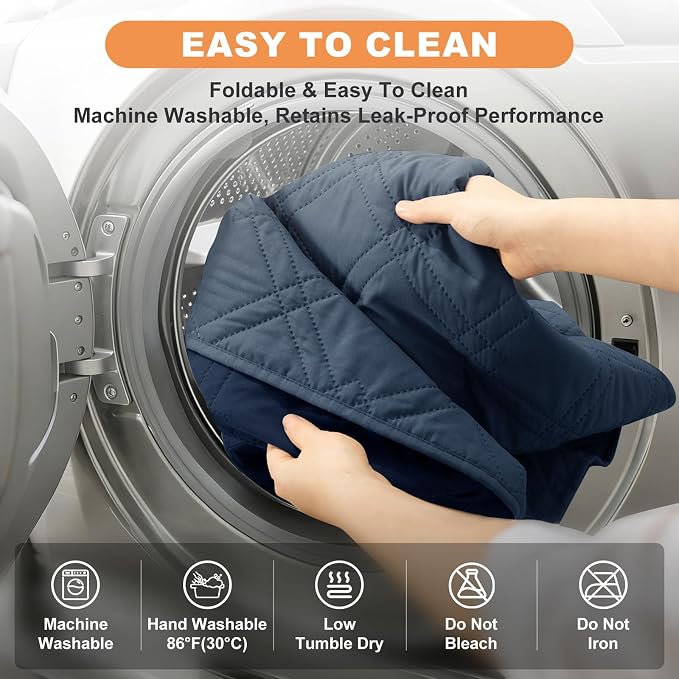 100% Waterproof Bed Cover Dog Blanket,Berlin Blue+Navy Blue 42"x50" | ,7-Layer Reversible Couch Covers for Dogs Met for Sofa Furniture Car Camping - Image 7