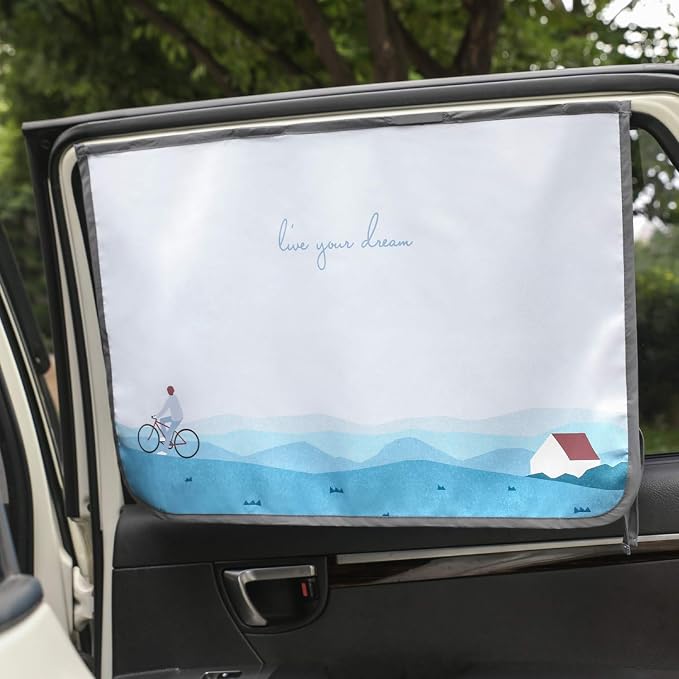 Magnetic Car Sun Shade Curtain for Side Window – Sun Blocker and UV Protector for Baby, Kids, and Pets – Universal Fit with Built-in Magnets for Steel-Framed Door (Bebe DayDay) by Unknown