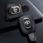 Sunglasses Holder, Leather Glasses Holders Compatible with Toyota Series Car Sun Visor, Eyeglasses Hanger and Ticket Card Clip Eyeglasses Mount for Car, for Accessories, Black - Image 2