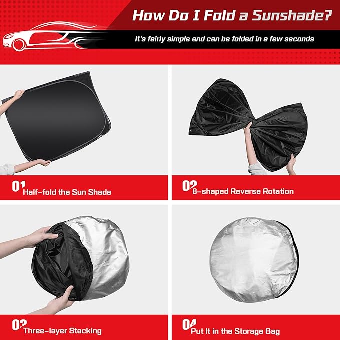 ARISMOTOR Windshield Sun Shade for Volkswagen Tiguan 2018-2025 | Custom Fit, Foldable, Front Window Sunshade Sun Visor Protector, Block UV Rays, Keep Car Cooler - Image 4