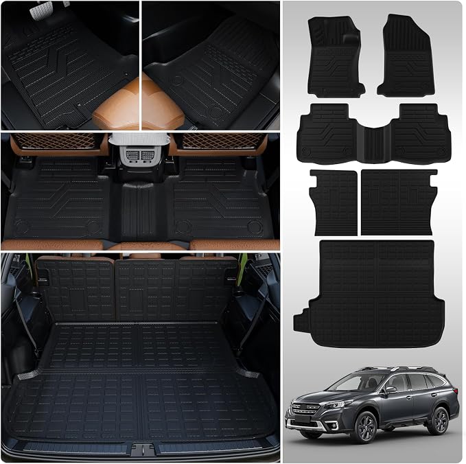 Floor Mats Set for 2020-2025 Subaru Outback | Cargo Liner Cargo Mat Trunk Liner TPE All Weather Back Seat Cover Protector 2024 Outback Accessories by Thinzyou