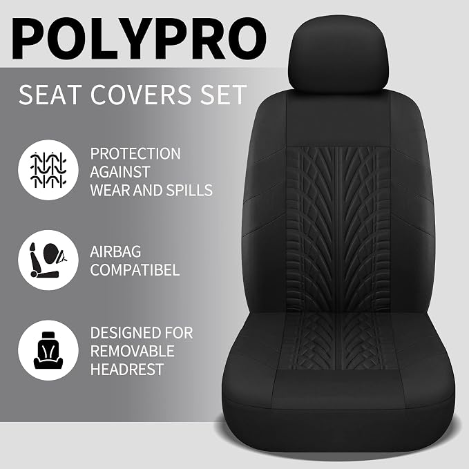 Pariitadin Car Seat Covers Full Set, Washable and Breathable Premium Cloth Automotive Vehicle Seat Cover for Car Interior, Universal Fit for Most Cars, Sedan, Truck, SUV(Black) - Image 4
