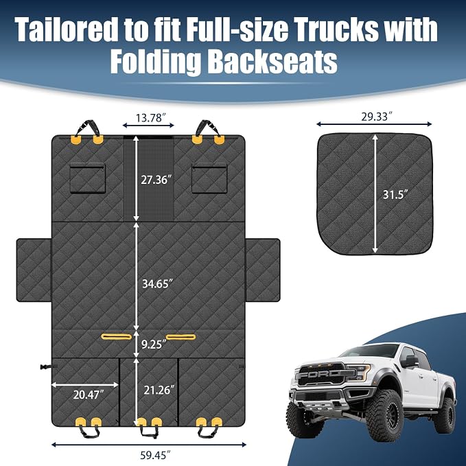 Dog Car Seat Cover for Back Seat, Hard Bottom Car Seat Cover with Door Protector for Full-Size Crewcab Trucks, Scratch-Resistant, Waterproof Back Seat Extender for Dogs - Image 7