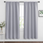 RYB HOME Blackout Curtains for Bedroom Living Room Nursery 72 inches Long | Thermal Insulated, Privacy Protection, Rod Pocket, Drapes for Office Dormitory Home Theater, W34 x L72, Silver Grey, 2 Panels by RYBHOME