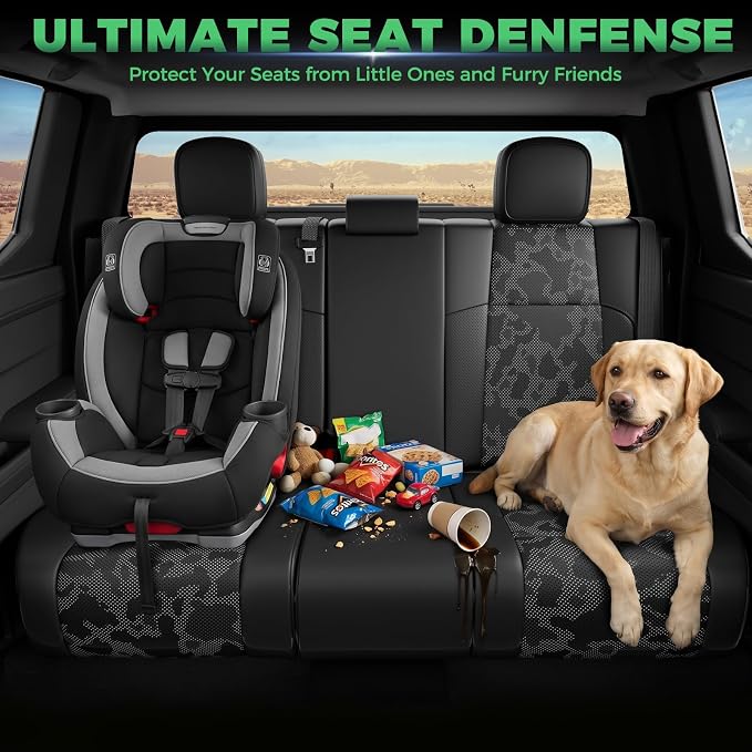 RIDEPOSH Custom Leather Seat Covers for Toyota Tacoma Double Cab 2024-2026 | full set, camo BK, OEM fit, premium waterproof leather, anti-slip, extra pockets, long-term durability, airbag compatible - Image 7