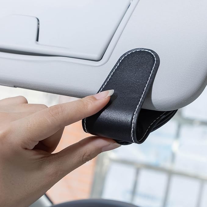 Car Sunglass Holder, Eyeglass Holder Fit Jaguar XE XEL XF XFL XJ F-PACE F-Type, Sunglass Hanger Mount for Car Sun Visor, Interior Accessories, Black - Image 2