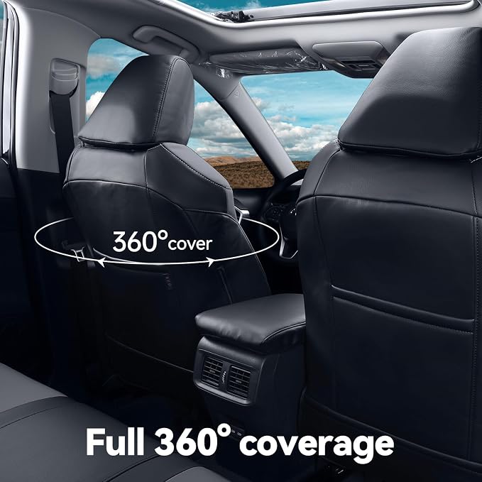 Faux Leather Seat Covers for 2022-2026 Toyota Corolla Cross,Non-Hybrid | Full Set Suv Seat Cushion for Corolla Cross L/XLE/LE,Luxury Waterproof Car Seat Protector,Factory Look,Black/Gray - Image 3