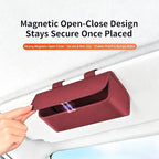 Magnetic Car Sunglasses Holder - Beige Nappa Visor Glasses Case | One-Handed Eyeglass Clip for Large Frames heat-resistant storage for aviators & cards,damage-free,vanity mirror friendly - Image 4