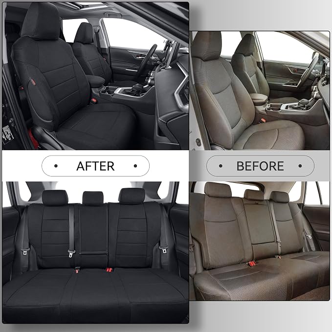 Tacoma Polyester Seat Covers Full Set for 2024-2026 Toyota Tacoma Double/Crew Cab SR,SR5,TRD Sport,TRD Off-Road,Limited Pickup,Fully Covered Breathable Car Seat Protector Black Seat Cushion - Image 7