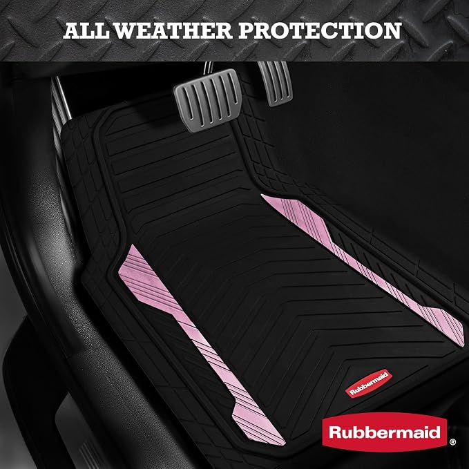 Rubbermaid Car Floor Mat, Heavy Duty All-Weather Car Mats Full Set with Dual-Tone Pink Aluminum Inserts – Universal Fit, Anti-Slip Backing, Trim-to-Fit for Most SUV, Sedan, Van - Image 7