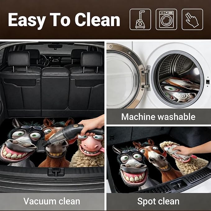 Car Trunk Mat for SUV, 31"x47" Cute Funny Animal Cargo Liner Protector | All Weather Universal Cargo Liners for Dogs, Car Accessory for SUVs/Sedan/Wagons, Durable Non-Slip Washable Rear Cargo Mat - Image 6