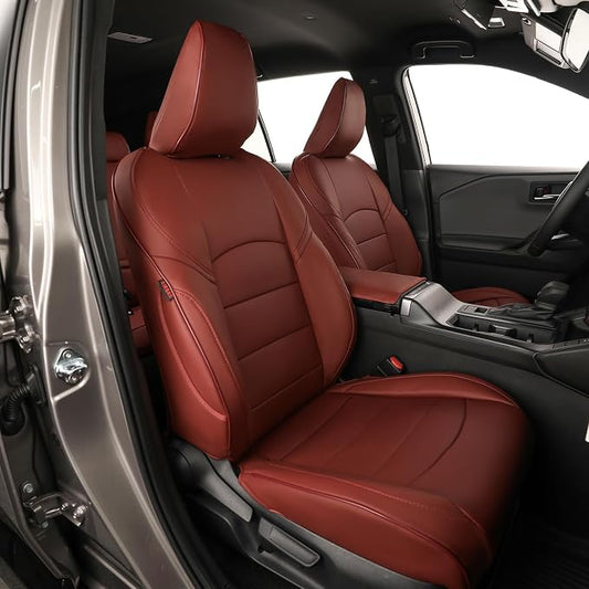 EKR Car Challenger Seat Covers 2008-2010,Leatherette Full Set | Custom Fit for Dodge Challenger 2008 2009 2010-Faux Leather(Burgundy) by EKR