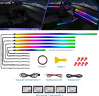 Acrylic Interior Car LED Strip Light with Wireless APP, RGB Dreamcolor 6 in 1 with 175 inches 600 LEDs Fiber Optic Strip Lights for Car, Dynamic Chasing Sound Active Neon Car Ambient Lighting Kits - Image 2