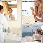 Fammart Corduroy Makeup Bag, Travel Cosmetic Bag Organizer Toiletry Bag Make Up Bags with Zipper & Compartments for Women Girls, 2PCS - Image 7