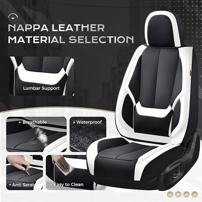 Coverado Car Seat Covers, Seat Covers for Cars, Waterproof Leather Auto Seat Protectors, Leather Car Seat Cushion, Car Interiors Accessories Universal Fit for Most Cars - Image 3