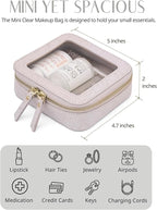 Clear Makeup Bag Travel Cosmetic Case Transparent Toiletry Bag with Zipper, Portable Make Up Organizer Traveling Compact Car Bag for Essentials, Light Pink, Mini - Image 2