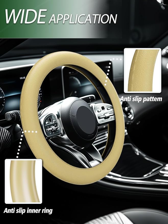 LRITER Car Steering Wheel Cover, Non-Slip Silicone Material, Champagne | Multiple Color Choices, Universal Auto Parts Steering Wheel Cover, Suitable for Most Cars - Image 6