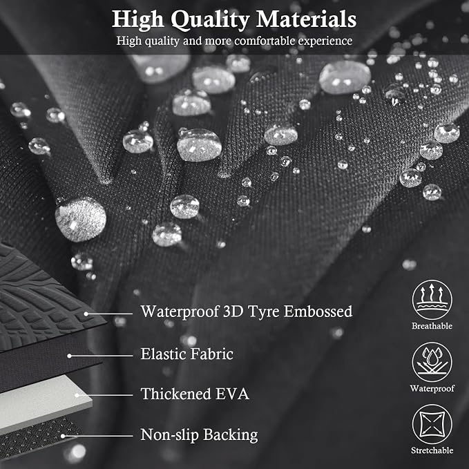 CAR PASS Neoprene Waterproof Seat Covers Two Front, Wetsuit Car Seat Covers 2pcs Universal Fit for Vans, Truck, SUV, 3D Tyre Embossed Seat Covers Anti Slip with Armrests, Aibag Compatible(Black Gray) - Image 4