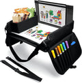 Kids Travel Tray for Car Seat, Carseat Table Tray for Kids Road Trip Activities, Car Trays for Kid Roadtrip Essentials, Toddler Lap Desk Organizer for Airplane - Black by Julaiwy